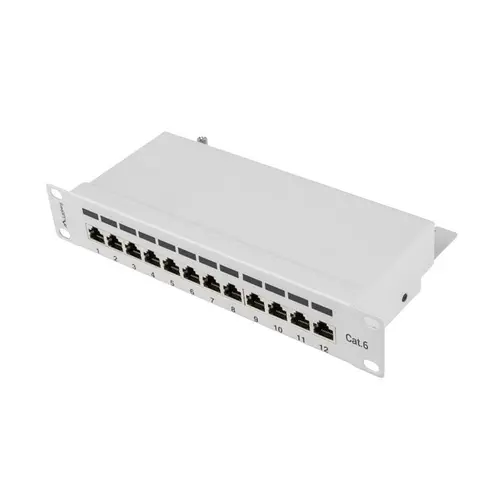 Panou de conexiuni, Lanberg, 12 porturi , 1U , cat 5e , 10 ”, Gri