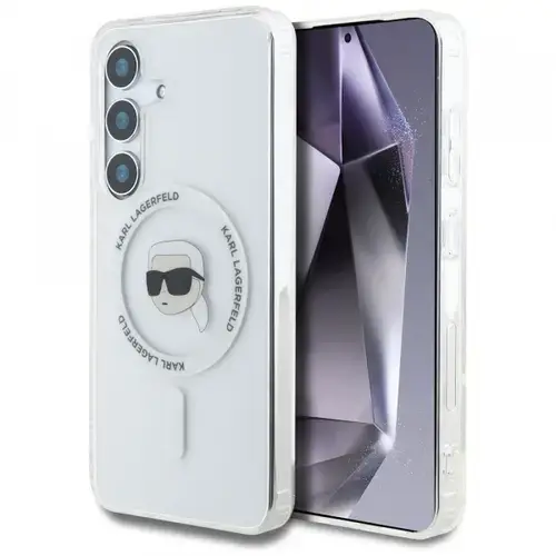Husa MagSafe pentru Samsung Galaxy S25 S931, Karl Lagerfeld, IML Karl's Head, Alba