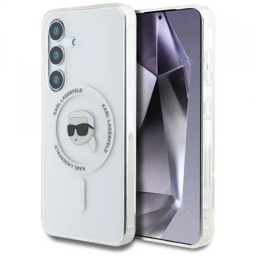 Husa MagSafe pentru Samsung Galaxy S25 S931, Karl Lagerfeld, IML Karl's Head, Alba