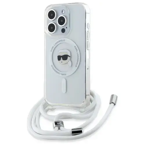 Husa MagSafe pentru Apple iPhone 16 Pro, Karl Lagerfeld, IML Crossbody Karl's Head, Transparenta