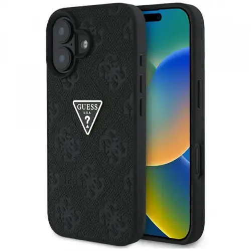 Husa pentru Apple iPhone 16, Guess, Hot Stamp 4G Pattern Triangle Logo