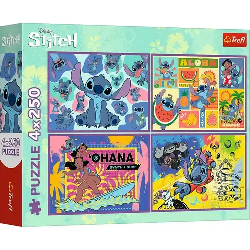 Puzzle Trefl din 4 x 250 piese - Uimitorul Stitch