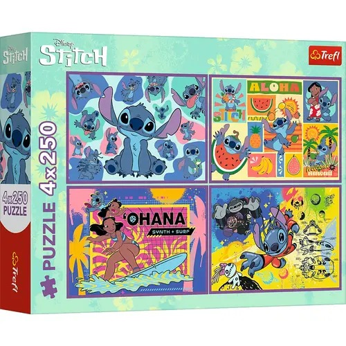 Puzzle Trefl din 4 x 250 piese - Uimitorul Stitch