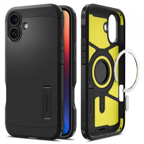 Husa MagSafe pentru Apple iPhone 16 Plus, Spigen, Tough Armor, Neagra