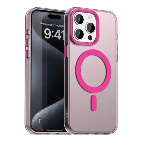 Husa MagSafe pentru Apple iPhone 15 Pro, Techsuit, CandyCase, Roz
