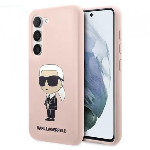 Husa pentru Samsung Galaxy S23 S911, Karl Lagerfeld, Silicone Ikonik Karl, Roz