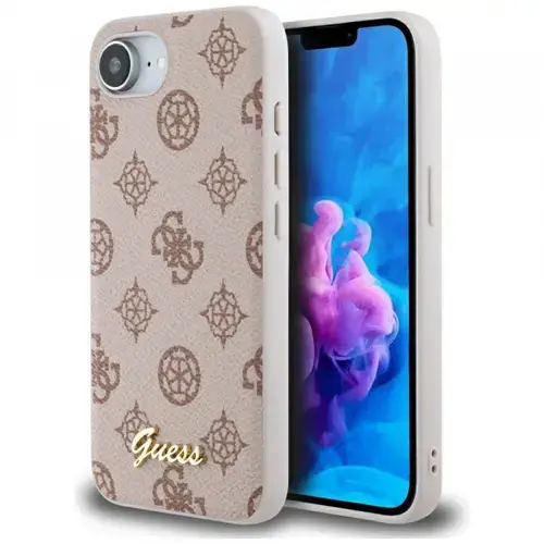 Husa MagSafe pentru Apple iPhone 16e, Guess, Peony Script, Maro