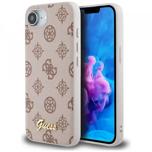 Husa MagSafe pentru Apple iPhone 16e, Guess, Peony Script, Maro