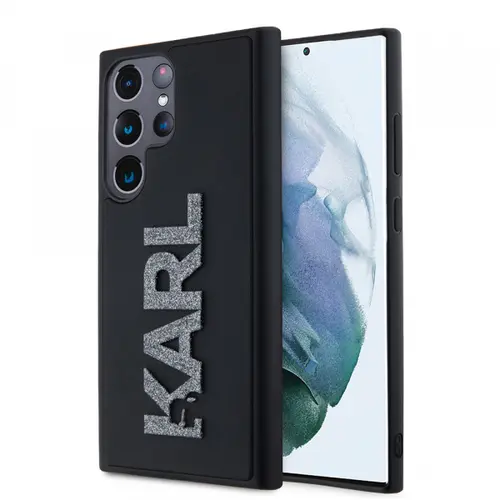 Husa pentru Samsung Galaxy S23 Ultra S918, Karl Lagerfeld, 3D Rubber Glitter Logo, Neagra