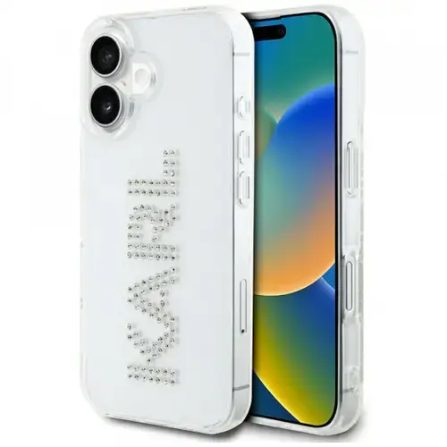 Husa pentru Apple iPhone 16, Karl Lagerfeld, IML Rhinestones Transparent Logo, Transparenta