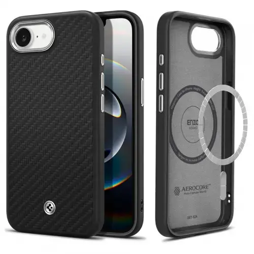 Husa MagSafe pentru Apple iPhone 16e, Spigen, Enzo Aramid, Neagra Mata