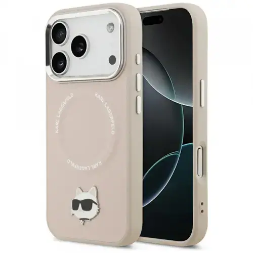 Husa MagSafe pentru Apple iPhone 17 Pro, Karl Lagerfeld, Choupette Pin, Roz