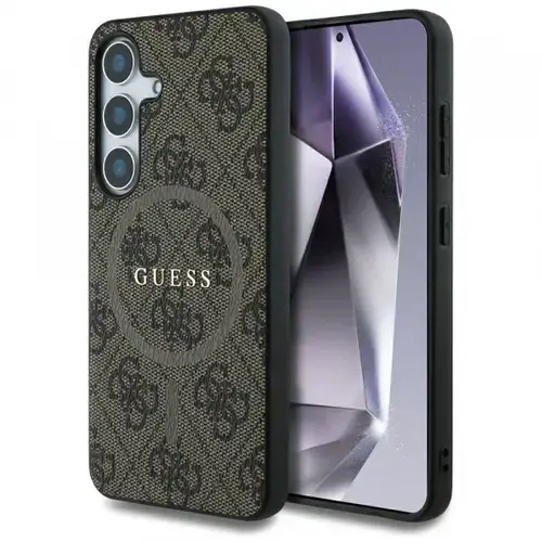 Husa MagSafe pentru Samsung Galaxy S25+ S936, Guess, 4G Ring Classic Logo, Maro