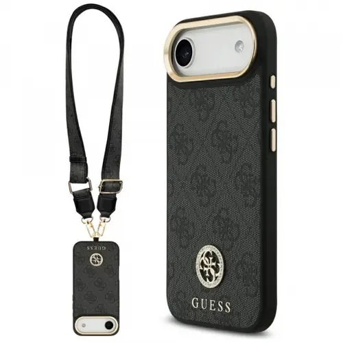 Husa MagSafe pentru Apple iPhone Air, Guess, 4G Strass Logo with Big Strap, Neagra