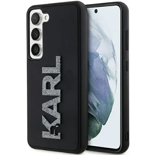 Husa pentru Samsung Galaxy S23+ S916, Karl Lagerfeld, 3D Rubber Glitter Logo, Neagra