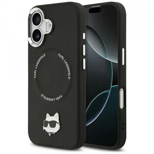 Husa MagSafe pentru Apple iPhone 17, Karl Lagerfeld, Choupette Pin, Neagra