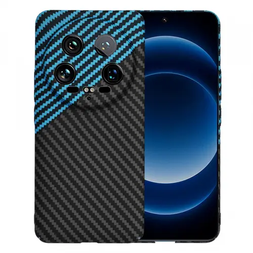 Husa pentru Xiaomi 14 Ultra, Techsuit, Carbonite FiberShell, Neagra Bleu