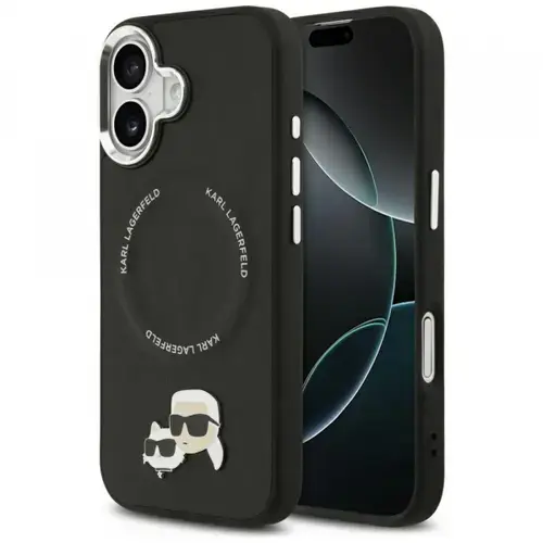 Husa MagSafe pentru Apple iPhone 17, Karl Lagerfeld, Karl & Choupette Pins, Neagra