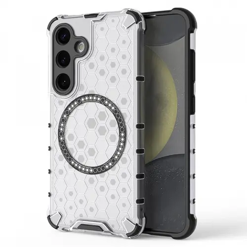 Husa MagSafe pentru Samsung Galaxy S24 S921, Techsuit, HoneyComb Shield, Alba
