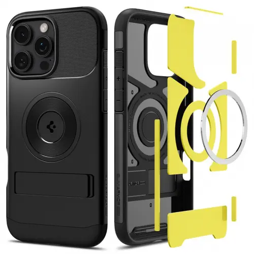 Husa MagSafe pentru Apple iPhone 16 Pro, Spigen, Slim Armor, Neagra