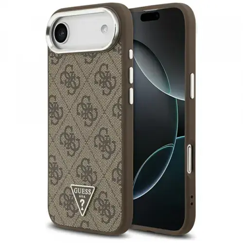 Husa MagSafe pentru Apple iPhone Air, Guess, 4G Triangle Logo, Maro Argintie