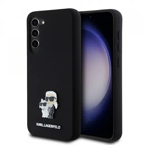 Husa pentru Samsung Galaxy S23+ S916, Karl Lagerfeld, Silicone Karl & Choupette Metal, Neagra