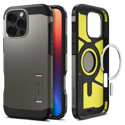Husa MagSafe pentru Apple iPhone 16 Pro, Spigen, Tough Armor, Gri