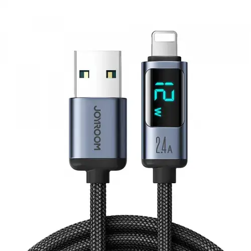 Cablu Date si Incarcare USB-A - Lightning Joyroom S-A16 Prism Display, 12W, 1.2m, Negru
