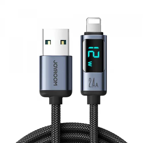 Cablu Date si Incarcare USB-A - Lightning Joyroom S-A16 Prism Display, 12W, 1.2m, Negru