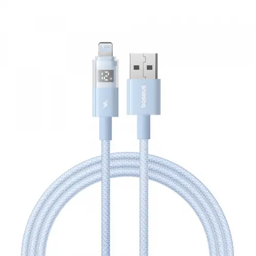 Cablu Date si Incarcare USB-A - Lightning Baseus Display 2 P10382700311-01, 12W, 2m, Albastru