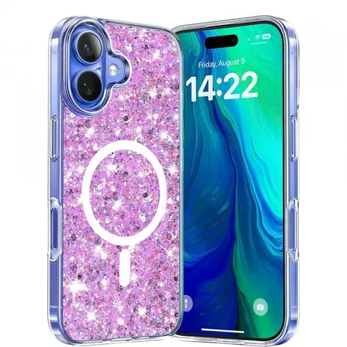 Husa MagSafe pentru Apple iPhone 16 Plus, Techsuit, Sparkly Glitter