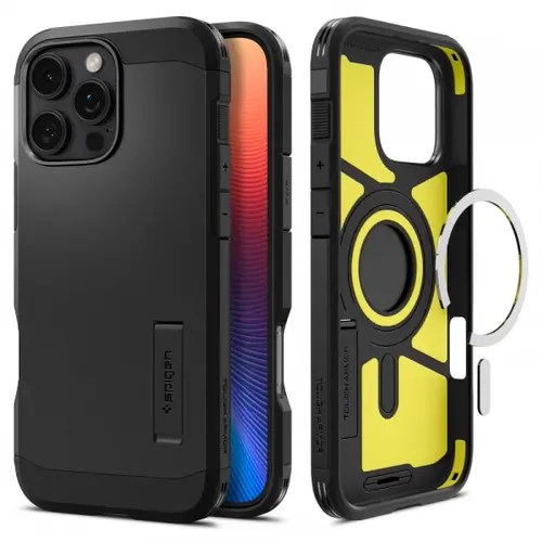 Husa MagSafe pentru Apple iPhone 16 Pro, Spigen, Tough Armor, Neagra