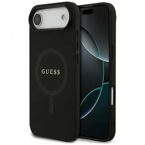 Husa MagSafe pentru Apple iPhone Air, Guess, Saffiano Classic Logo, Neagra