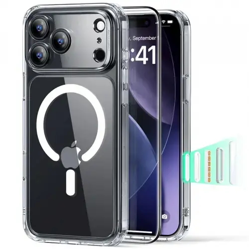 Husa MagSafe pentru Apple iPhone 17 Pro Max, ESR, Classic Hybrid with Screen Protector, Transparenta