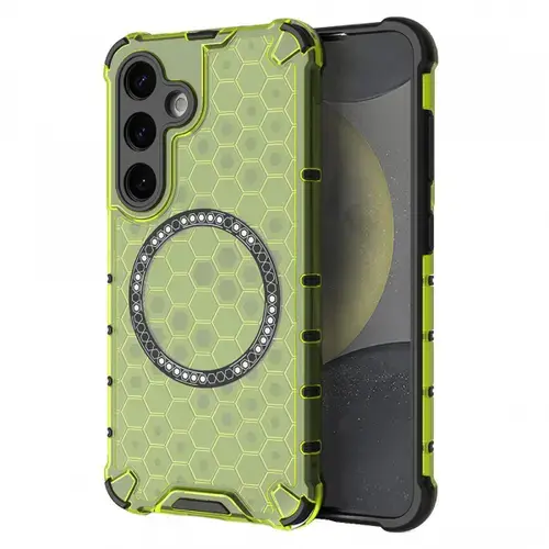 Husa MagSafe pentru Samsung Galaxy S25 S931, Techsuit, HoneyComb Shield, Verde