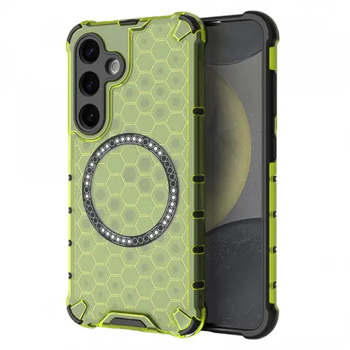Husa MagSafe pentru Samsung Galaxy S25 S931, Techsuit, HoneyComb Shield, Verde