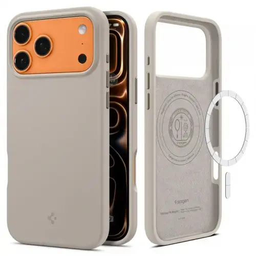Husa MagSafe pentru Apple iPhone 17 Pro Max, Spigen, Silicone Fit, Crem