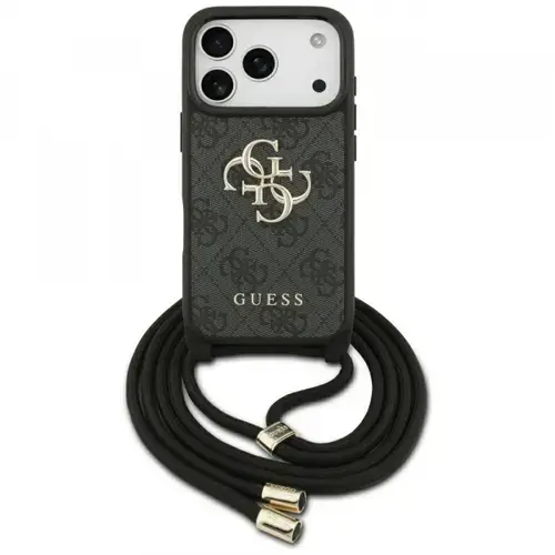Husa pentru Apple iPhone 17 Pro, Guess, Crossbody Cord 4G Big Log, Neagra