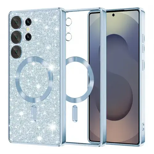Husa MagSafe pentru Samsung Galaxy S25 Ultra S938, Techsuit, Luxury Glitter, Bleu