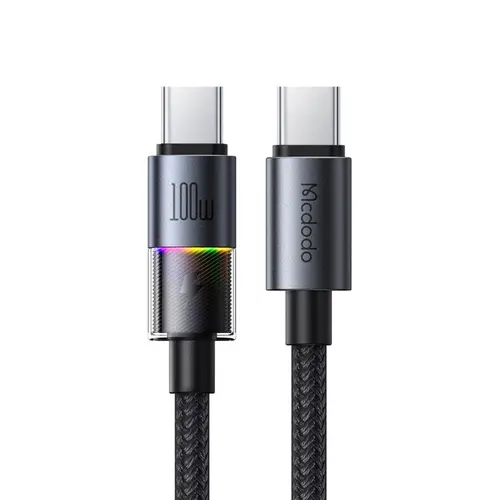 Cablu de date Mcdodo CA-8200, Type-C la Type-C 100W, Fast Charging 5A, LED multicolor 1.2m, Negru