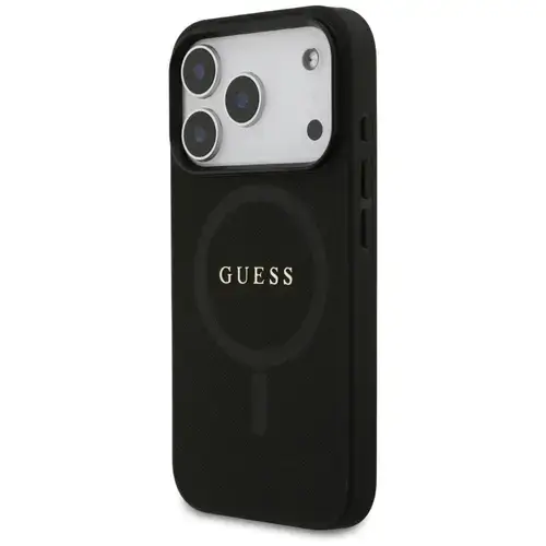 Husa Guess Saffiano Classic Logo MagSafe pentru iPhone 17 Pro, Negru