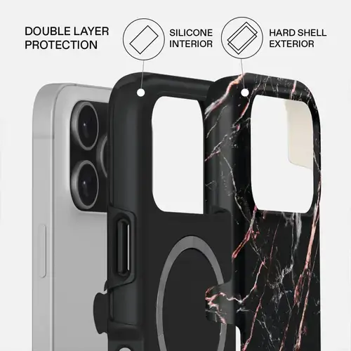 Husa Burga  Dual Layer Magsafe Rose Gold Marble pentru iPhone 17 Pro