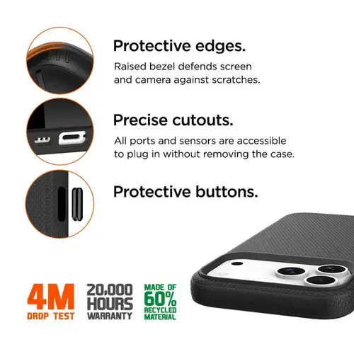 Husa Eiger North Magsafe GRS pentru iPhone 17 Pro Max, Negru