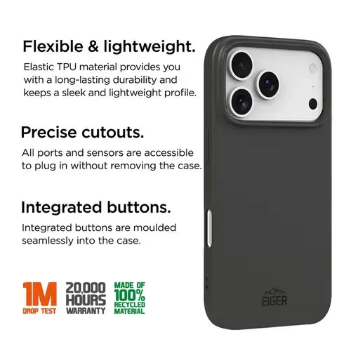 Husa Eiger Grip GRS pentru iPhone 17 Pro Max, Negru