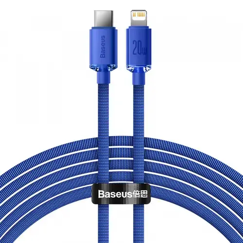 Cablu Date si Incarcare USB-C - Lightning Baseus Crystal Shine Series CAJY000203, 20W, 1.2m, Albastru