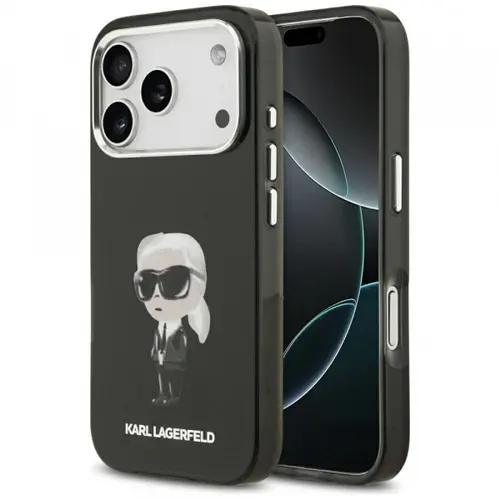 Husa MagSafe pentru Apple iPhone 17 Pro, Karl Lagerfeld, IML Aquarelle Karl Ikonik, Neagra
