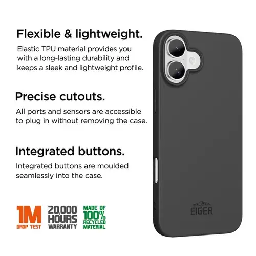 Husa Eiger Grip GRS pentru iPhone 17, Negru