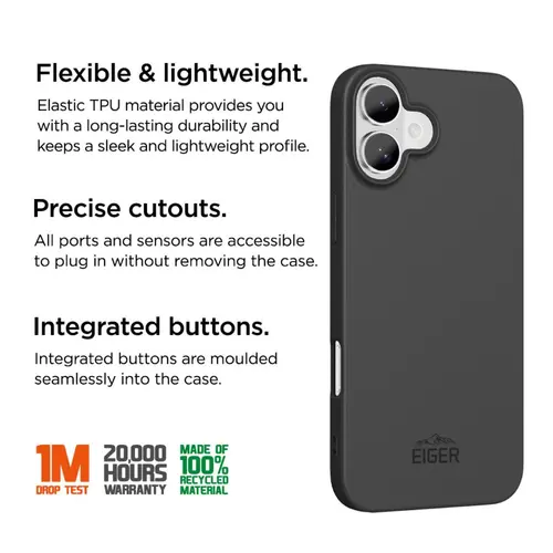 Husa Eiger Grip GRS pentru iPhone 17, Negru