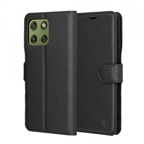 Husa pentru Motorola Edge 70, Techsuit, Leather Folio, Neagra