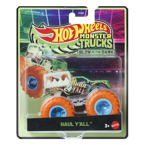 Masinuta Hot Wheels Monster Truck Glow in The Dark Haul Yall, Scara 1 la 64